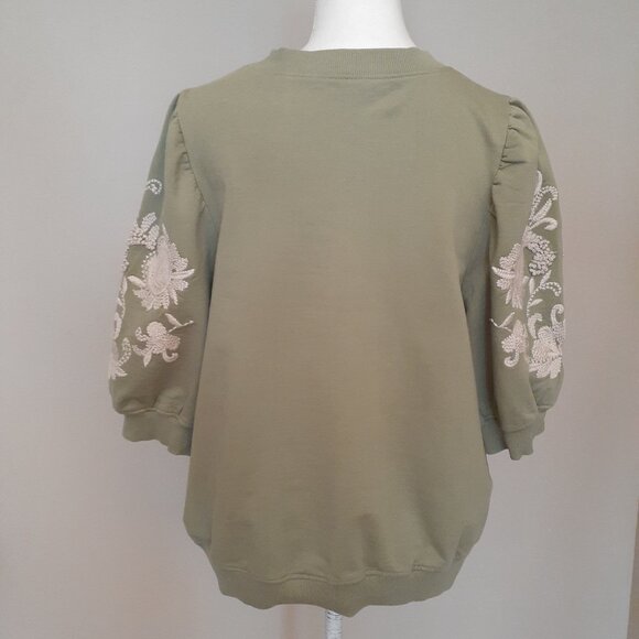 Anthropologie Embroidered Short Sleeve Sweatshirt - Picture 4 of 13